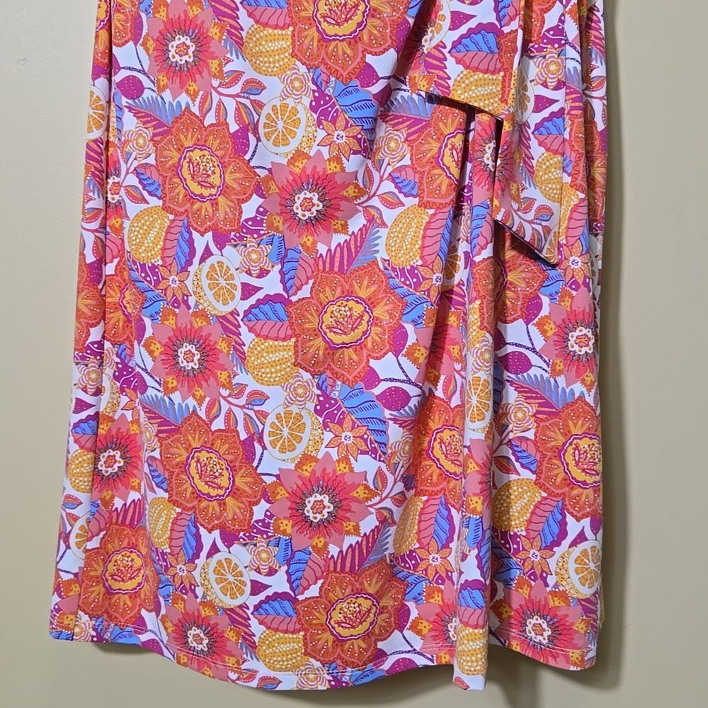 Talbots‎ Effortless Jersey Knit Side Tie Dress Size L Botanical Citrus Vacation - Picture 8 of 14